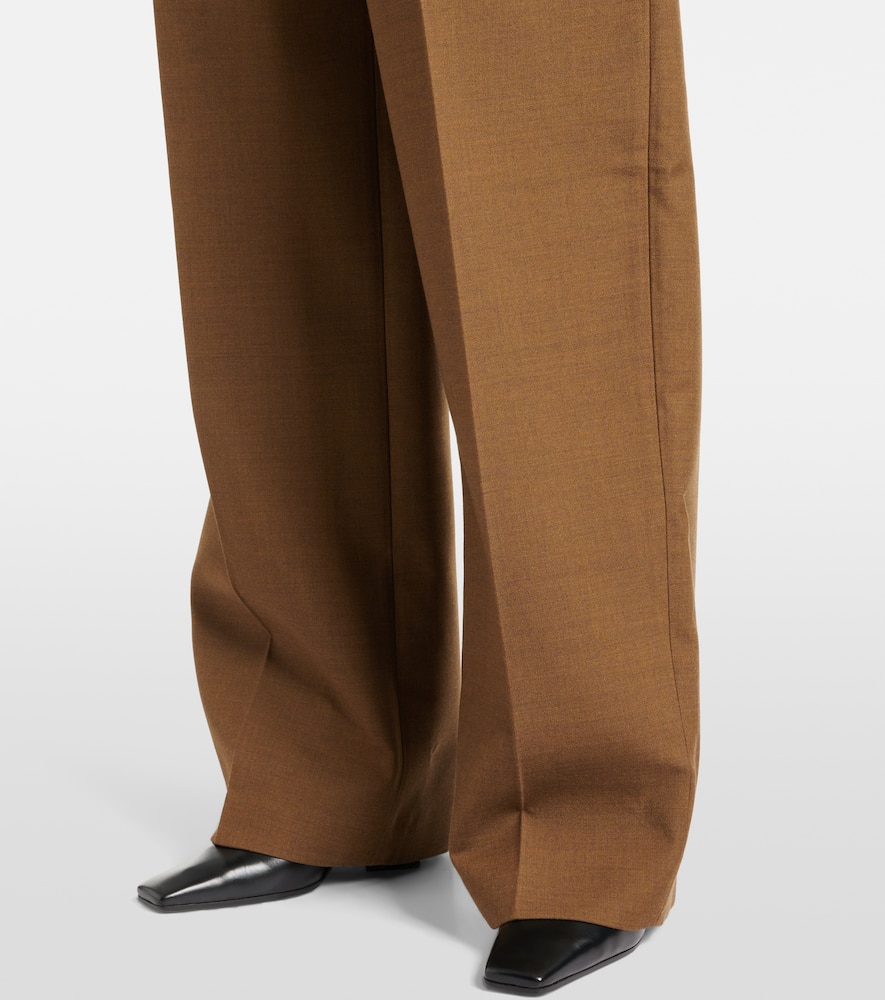 Tod's High-rise Wool Twill Wide-leg Pants In Brown