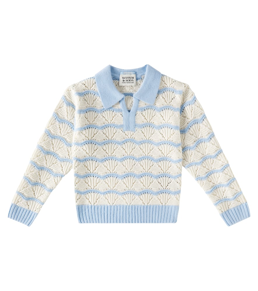 Scotch & Soda Kids Striped pointelle polo swetaer