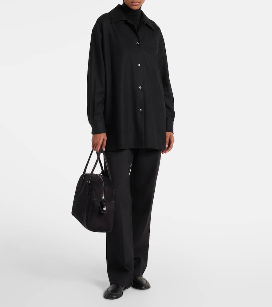 The Row India 15.75 Suede Tote Bag In Black Ans
