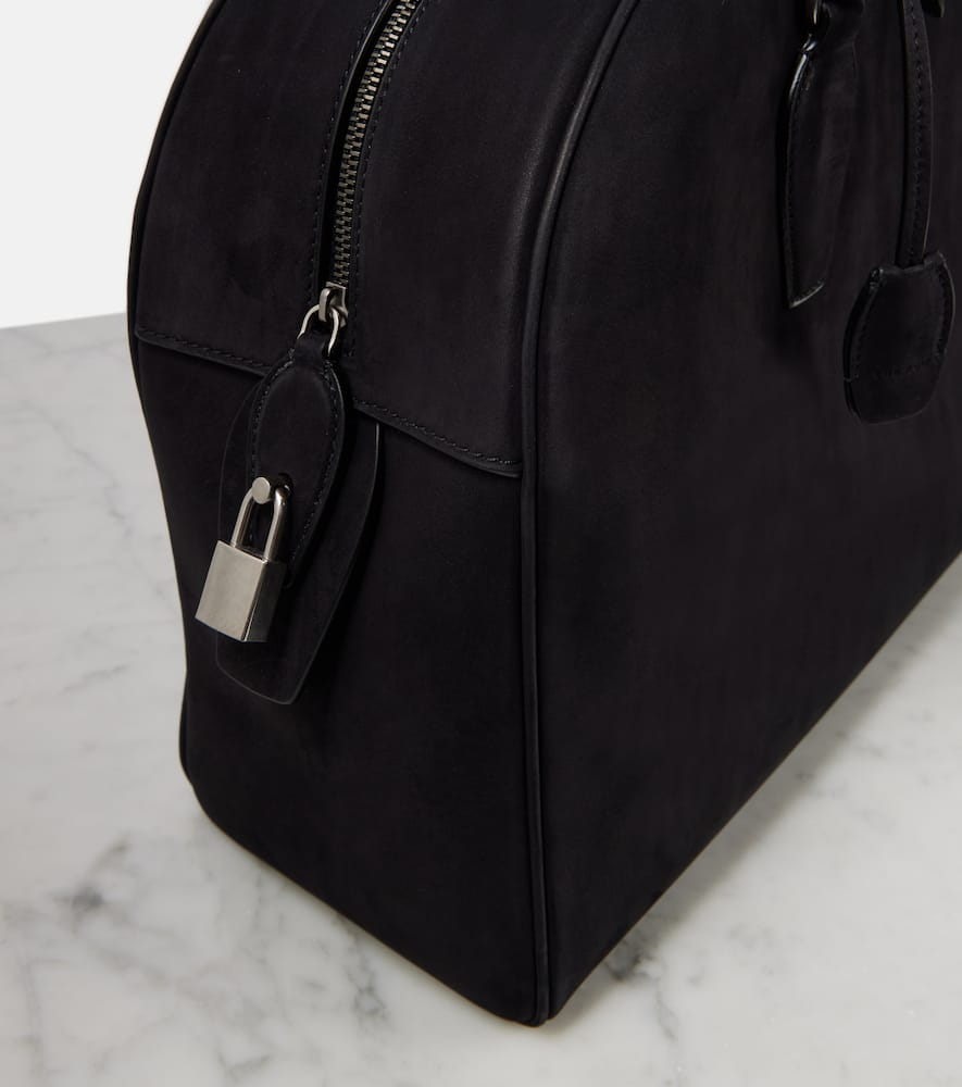 The Row India 15.75 Suede Tote Bag In Black Ans
