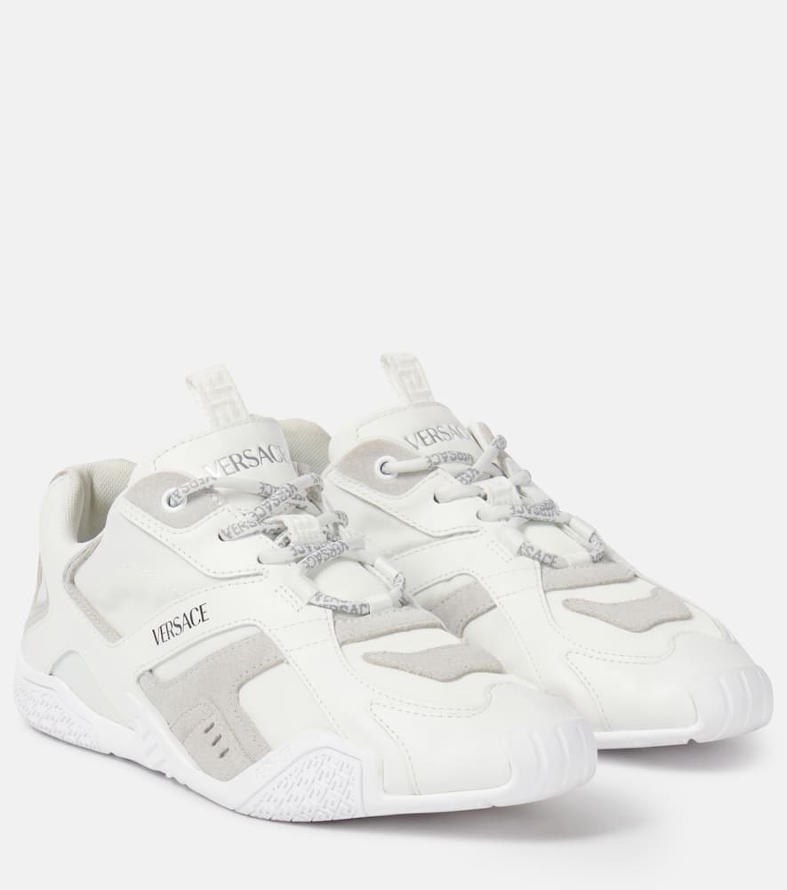 Versace Galaxia Suede-trimmed Leather Sneakers In White
