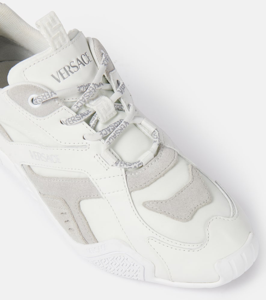 Versace Galaxia Suede-trimmed Leather Sneakers In White