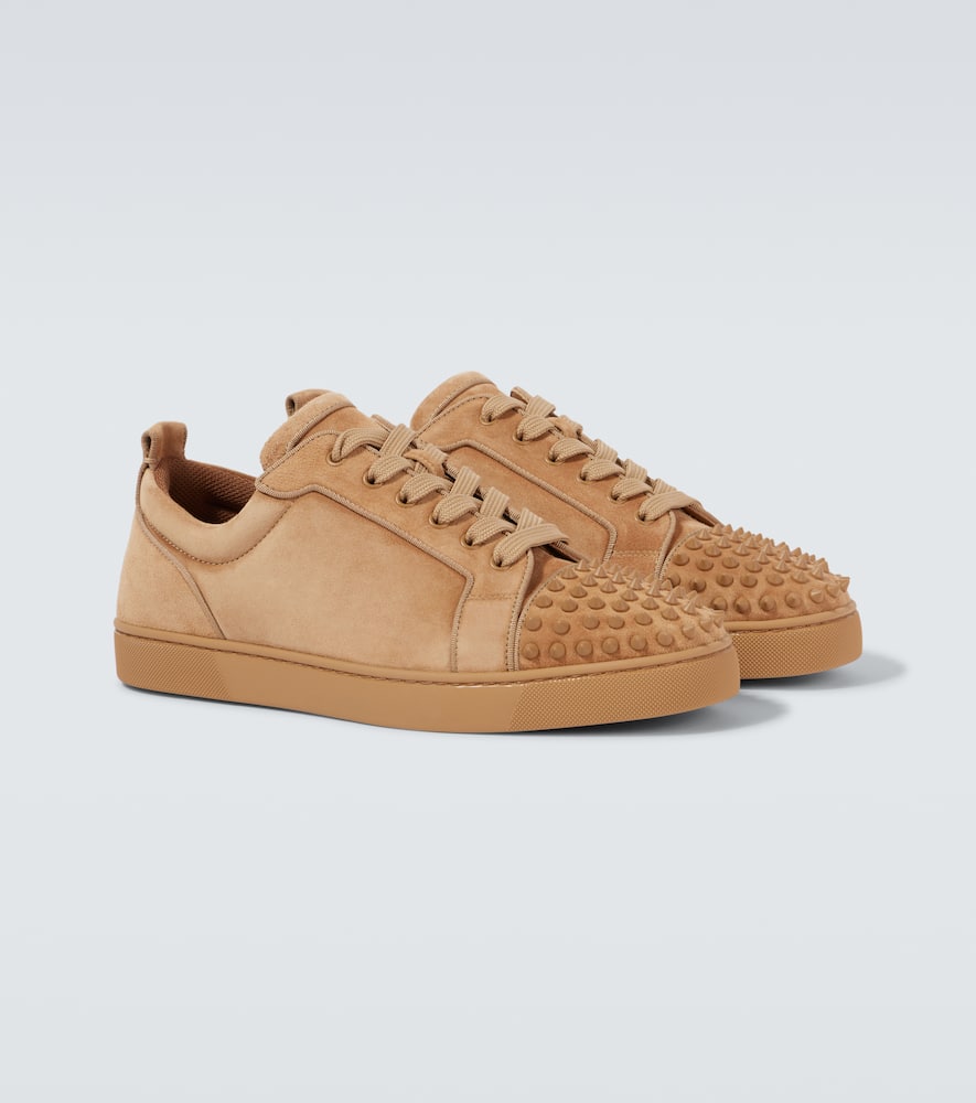 Christian Louboutin Louis Junior Spiked Suede Sneakers In Brown