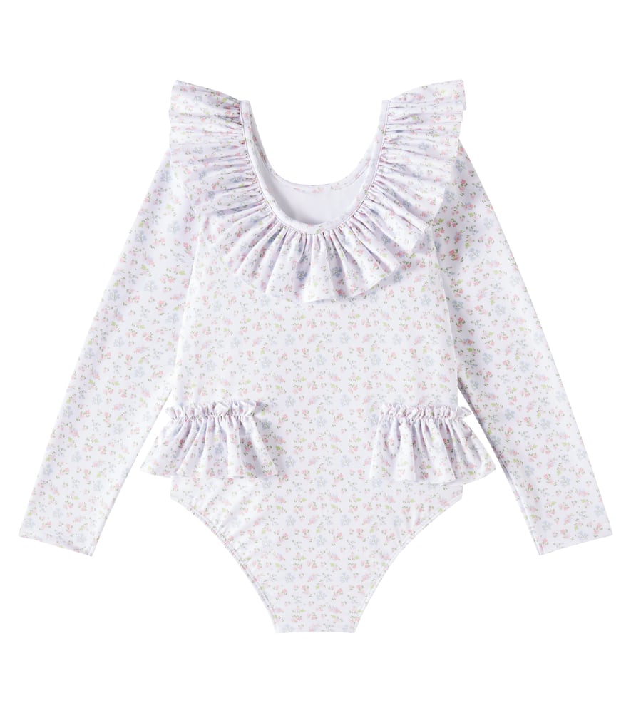 Patachou Bow-trimmed Floral Swimsuit In Multicoloured