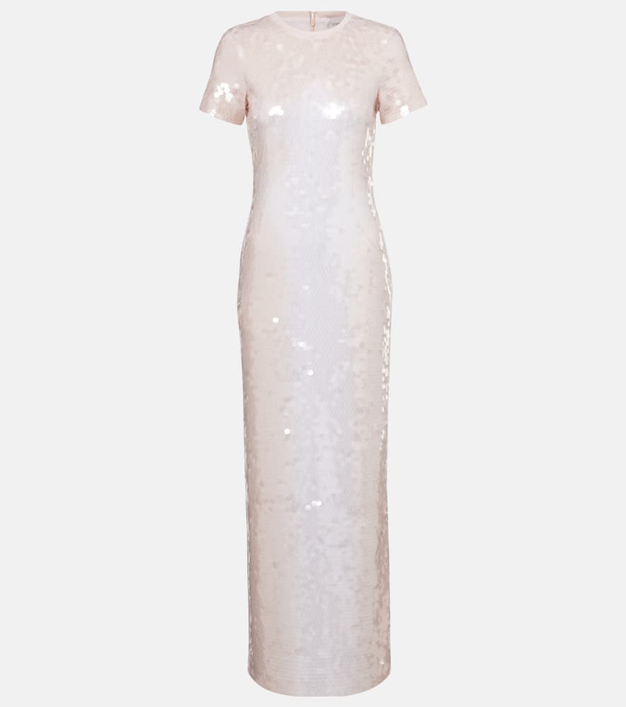 Sportmax Slit Back Midi Dress With Sequin Embellishment In White