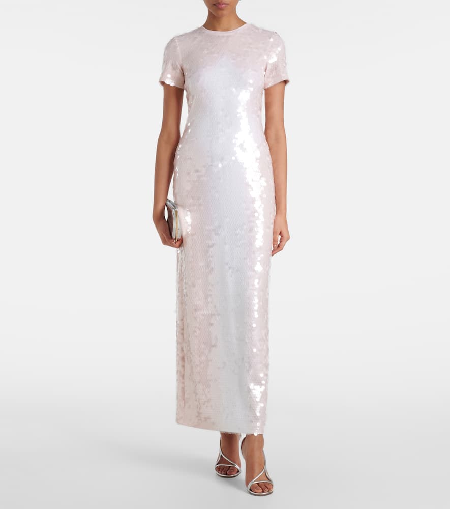 Sportmax Slit Back Midi Dress With Sequin Embellishment In White