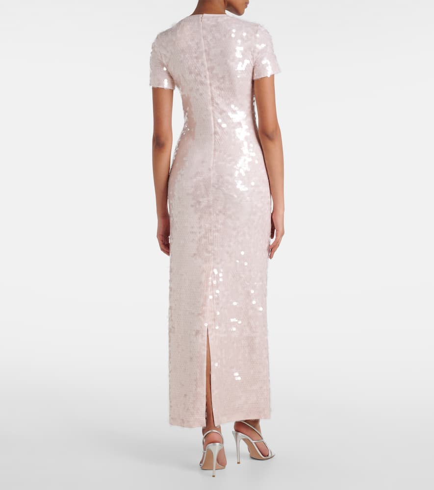 Sportmax Slit Back Midi Dress With Sequin Embellishment In White