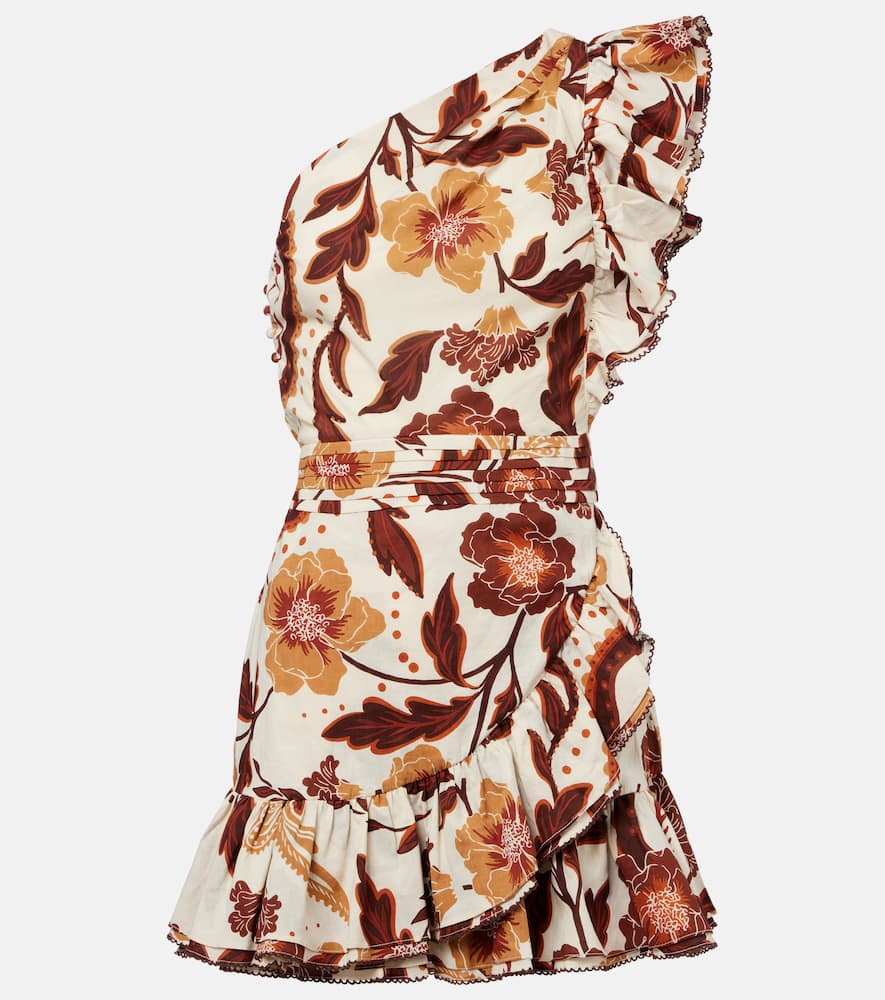 Poupette St Barth Corinne Floral Ruffled Cotton Minidress In Multicoloured