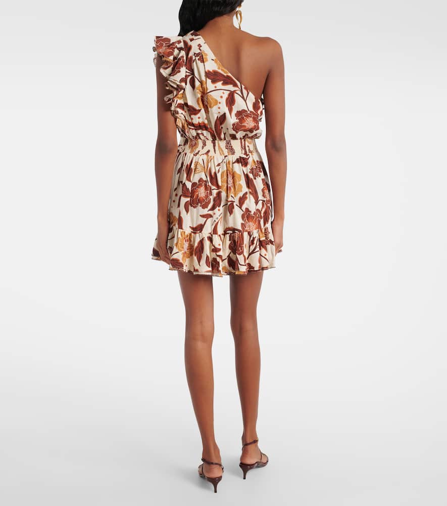 Poupette St Barth Corinne Floral Ruffled Cotton Minidress In Multicoloured