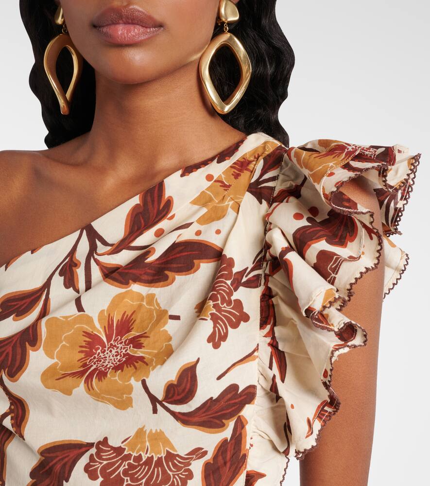 Poupette St Barth Corinne Floral Ruffled Cotton Minidress In Multicoloured