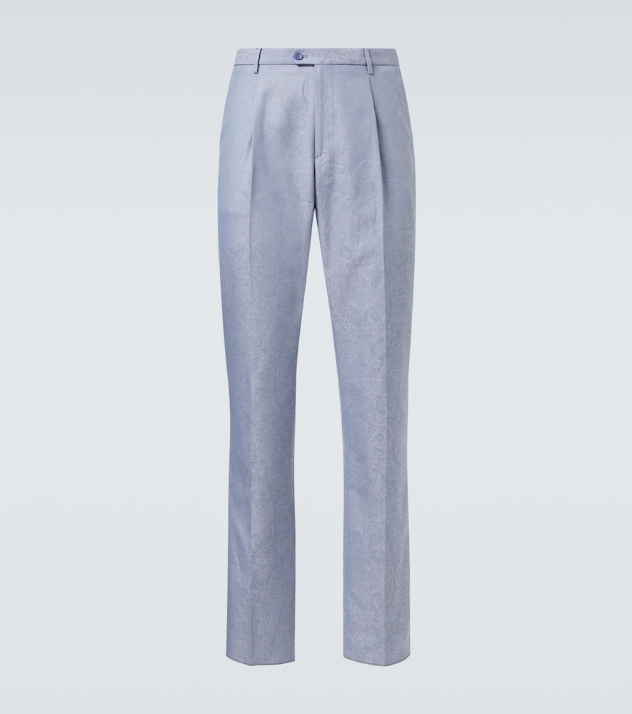 Paisley cotton jacquard straight pants