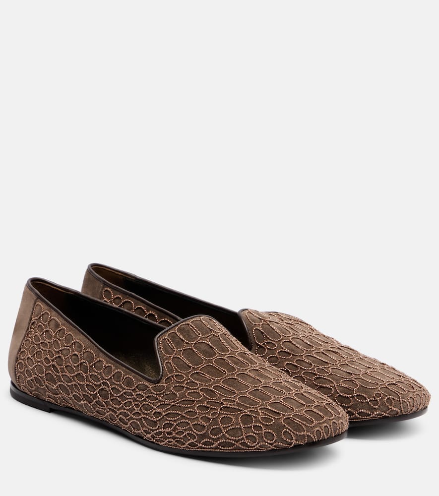 Embellished suede loafers