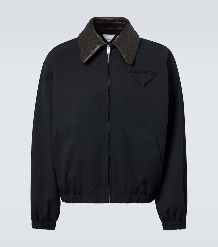 Intrecciato leather-trimmed canvas blouson