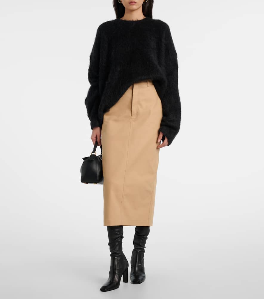 Wardrobe.nyc High-rise Cotton Midi Skirt In Animal Print