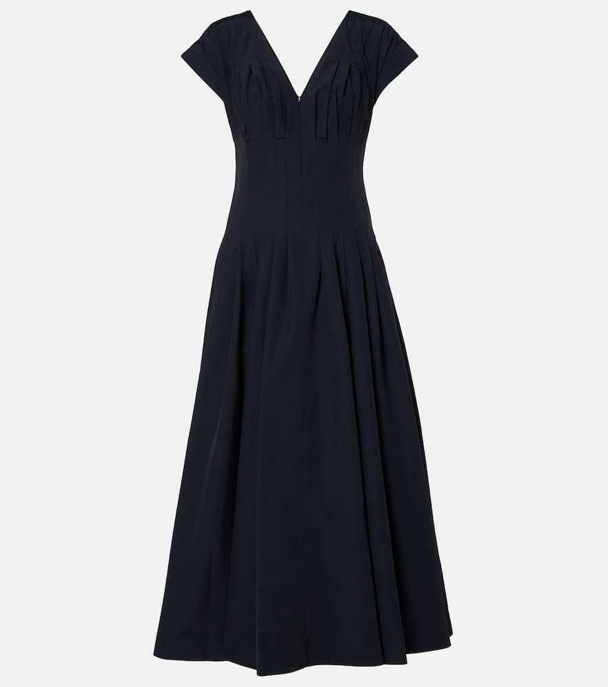 Nina pleated cotton-blend midi dress
