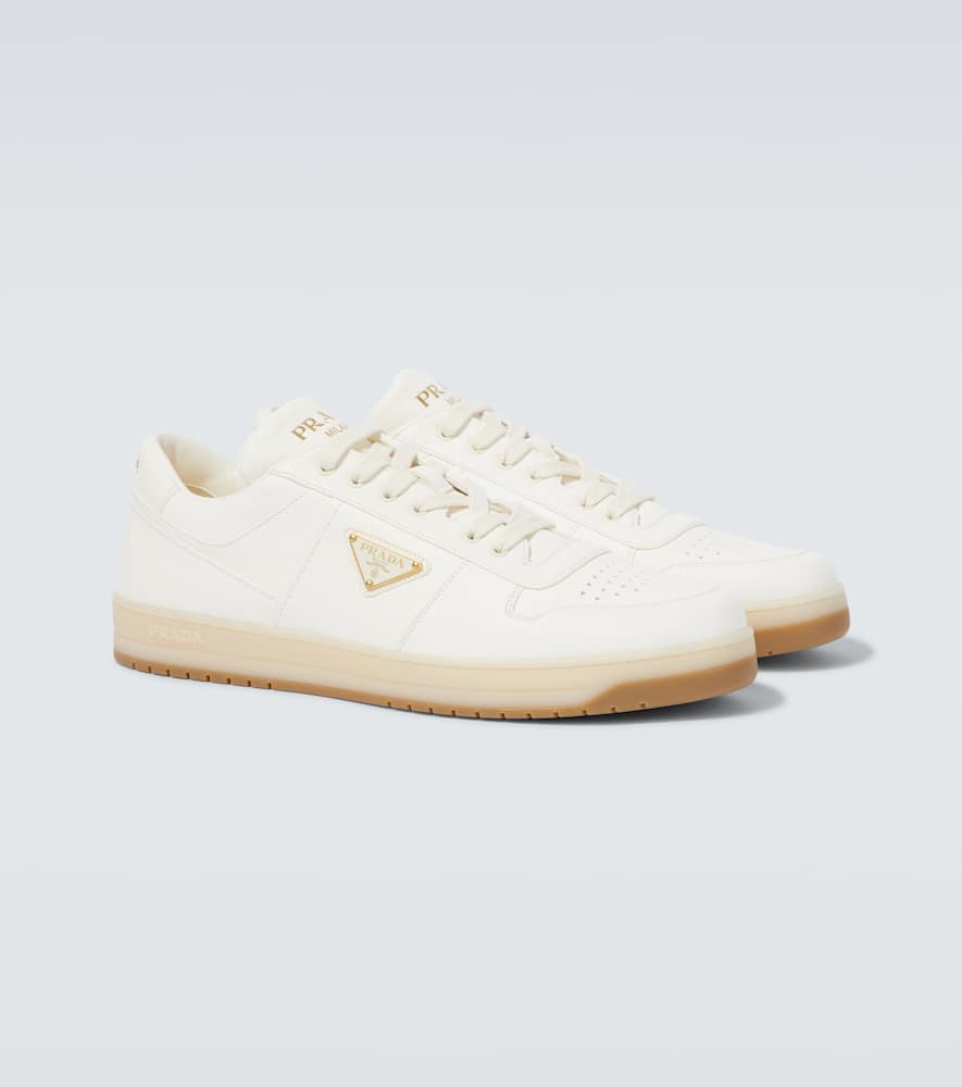 Prada Ivory Leather Lace-up Sneakers