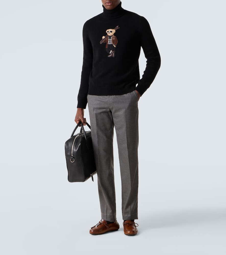 Ralph Lauren Long Sleeve Turtleneck Pullover Embroidered In Black