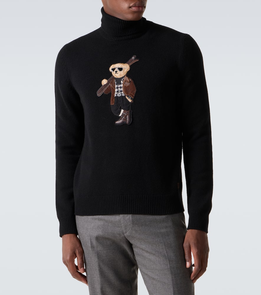 Ralph Lauren Long Sleeve Turtleneck Pullover Embroidered In Black