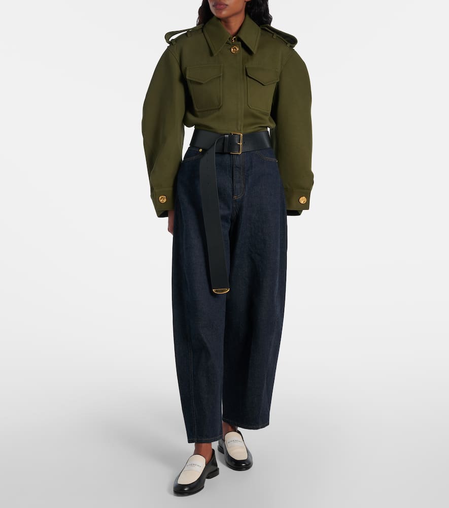 Givenchy Cropped Cotton And Wool Jacket In Green