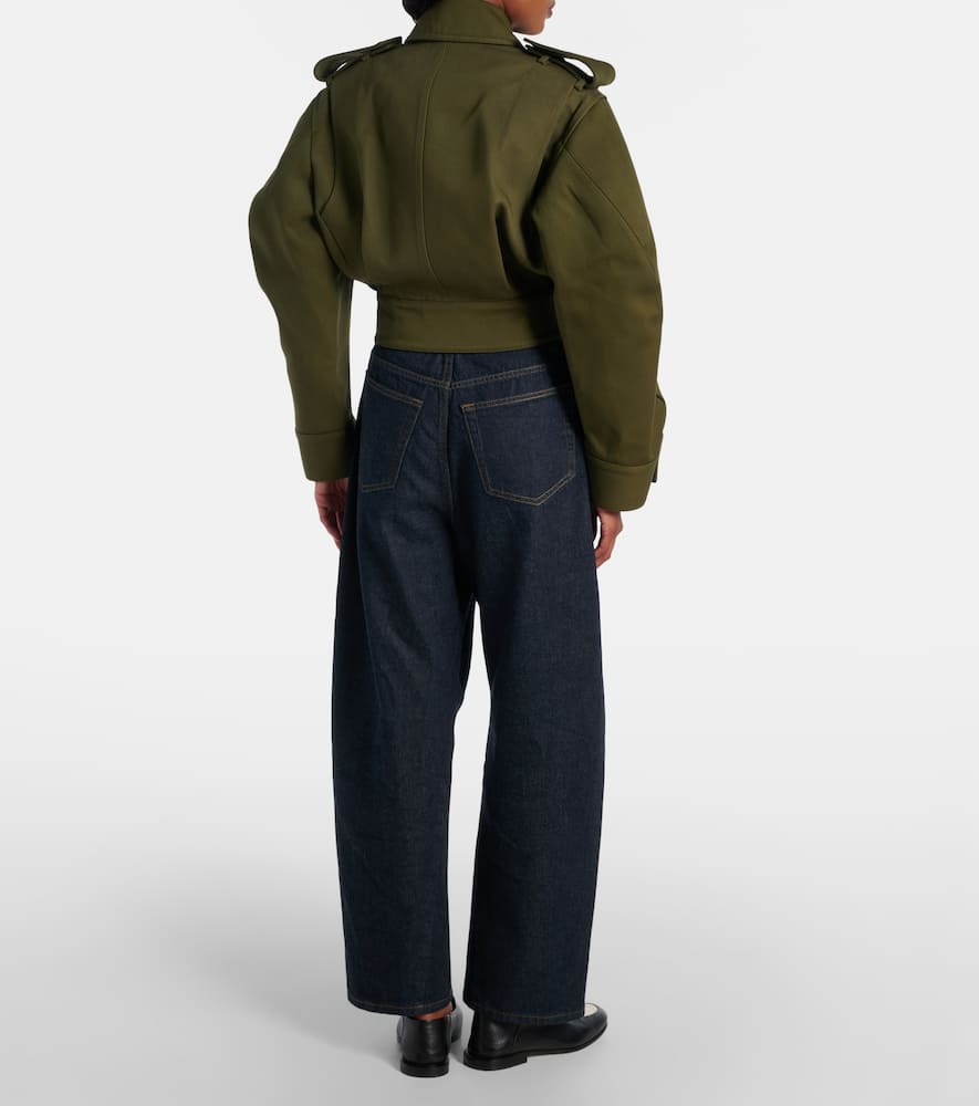 Givenchy Cropped Cotton And Wool Jacket In Green