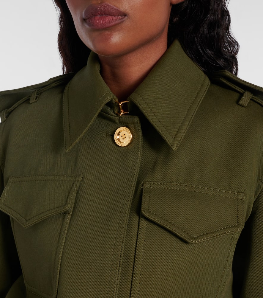 Givenchy Cropped Cotton And Wool Jacket In Green