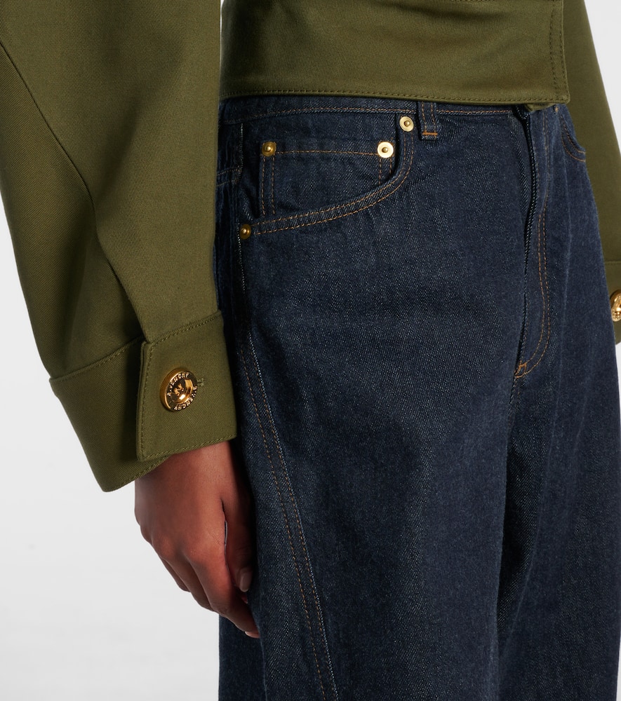 Givenchy Cropped Cotton And Wool Jacket In Green