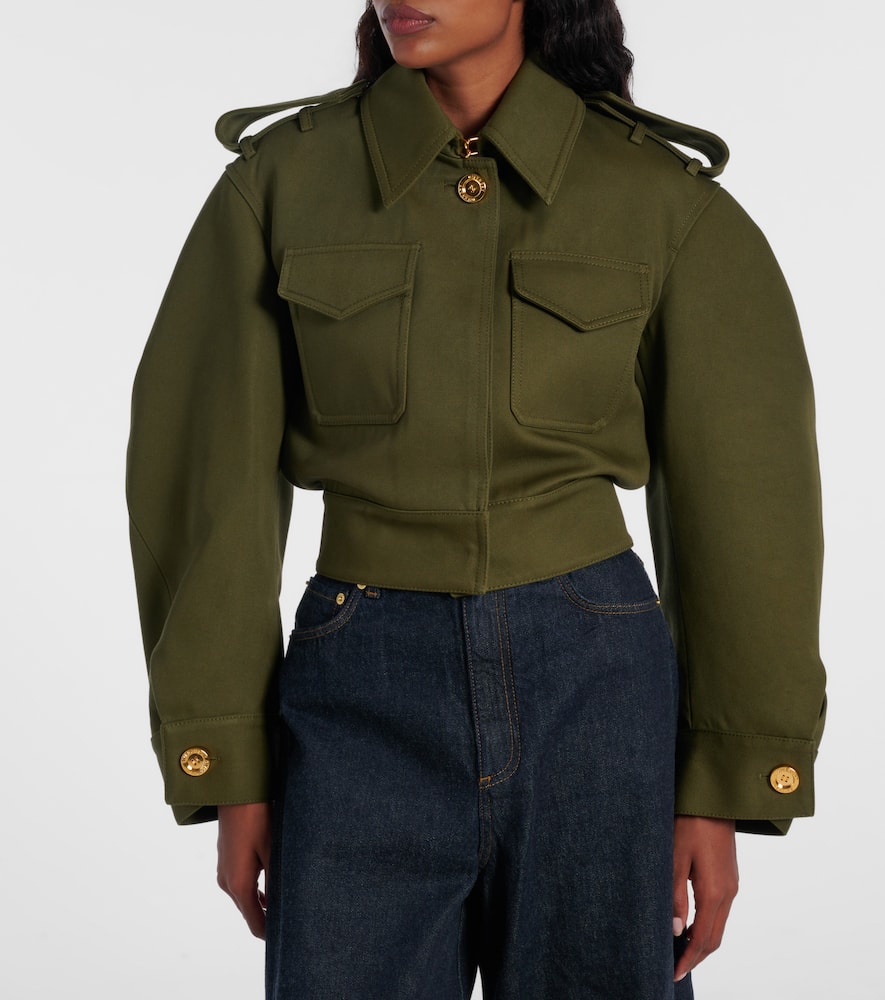 Givenchy Cropped Cotton And Wool Jacket In Green