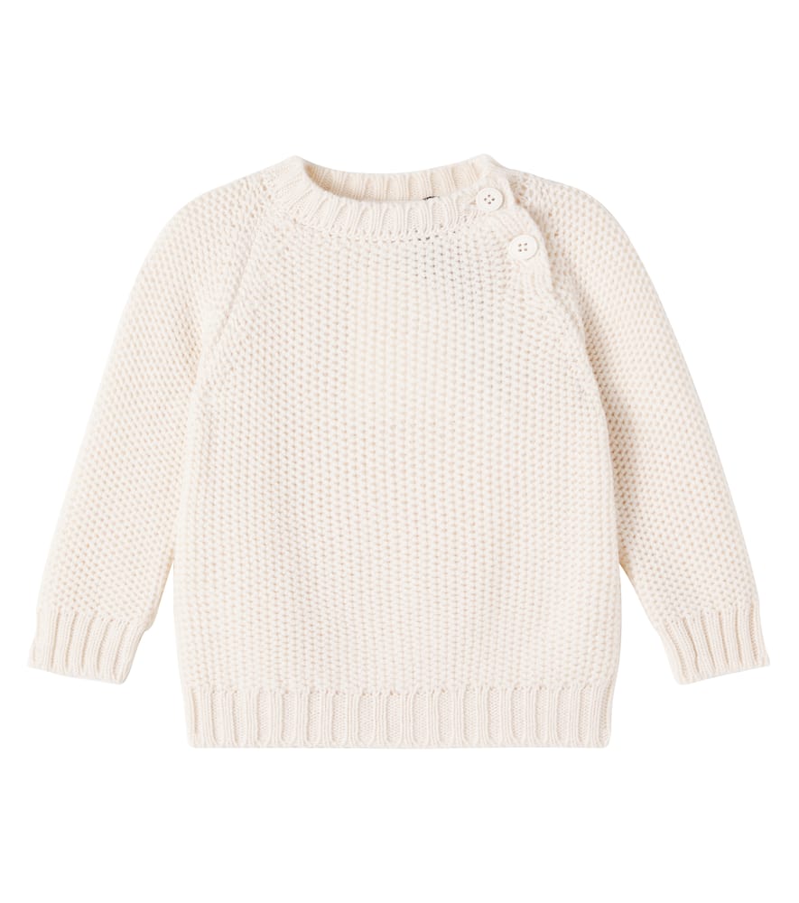 1+ In The Family Baby Jonas Waffle-knit Wool-blend Sweater In White