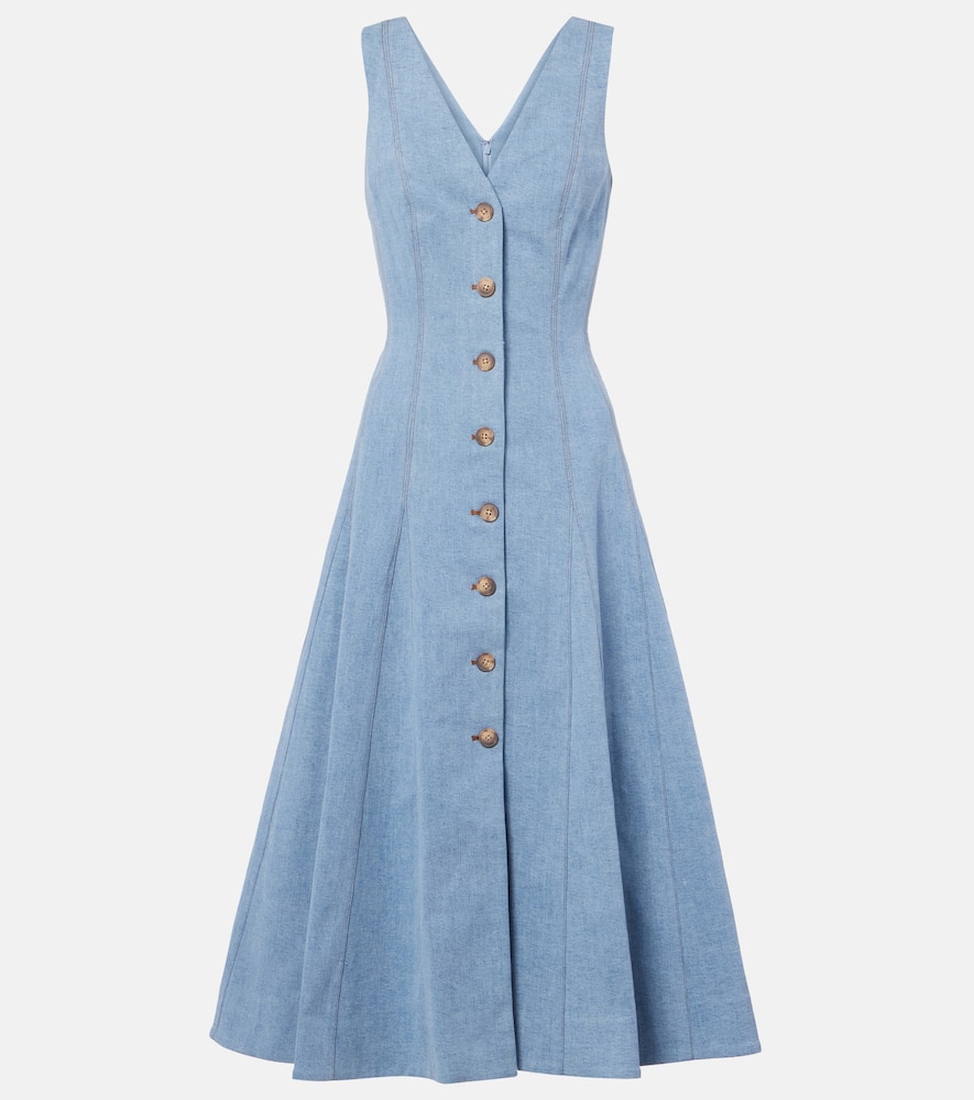 Lou pleated denim midi dress