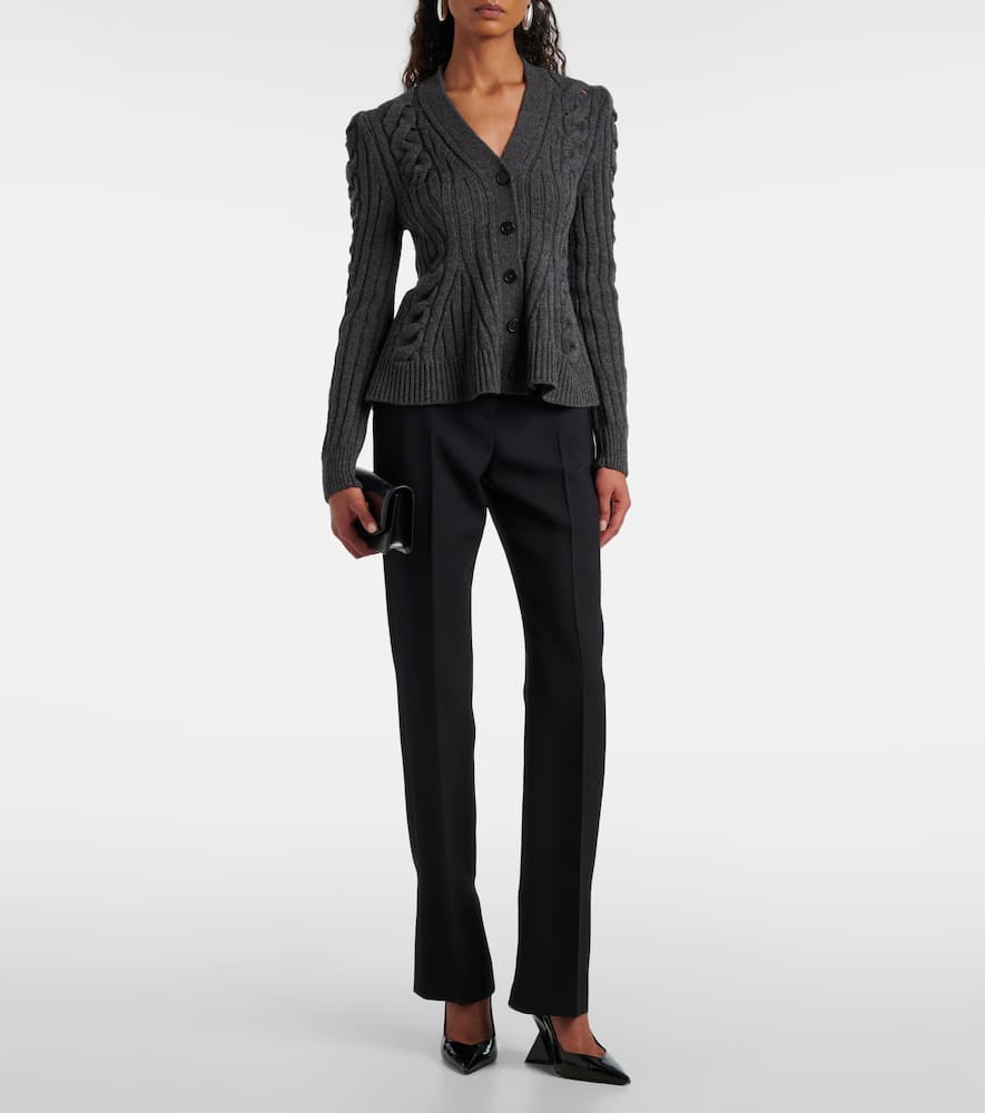 Alexander Mcqueen Cable-knit Wool And Cashmere Cardigan In Gray