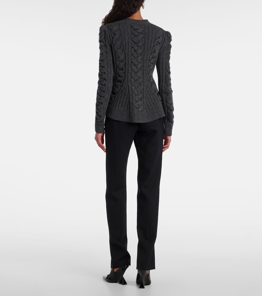 Alexander Mcqueen Cable-knit Wool And Cashmere Cardigan In Gray