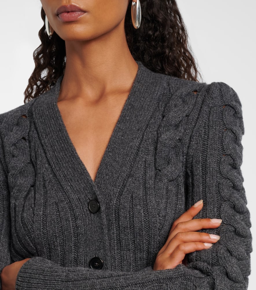 Alexander Mcqueen Cable-knit Wool And Cashmere Cardigan In Gray