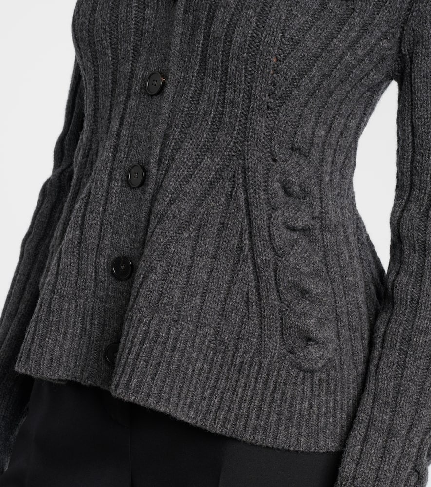 Alexander Mcqueen Cable-knit Wool And Cashmere Cardigan In Gray