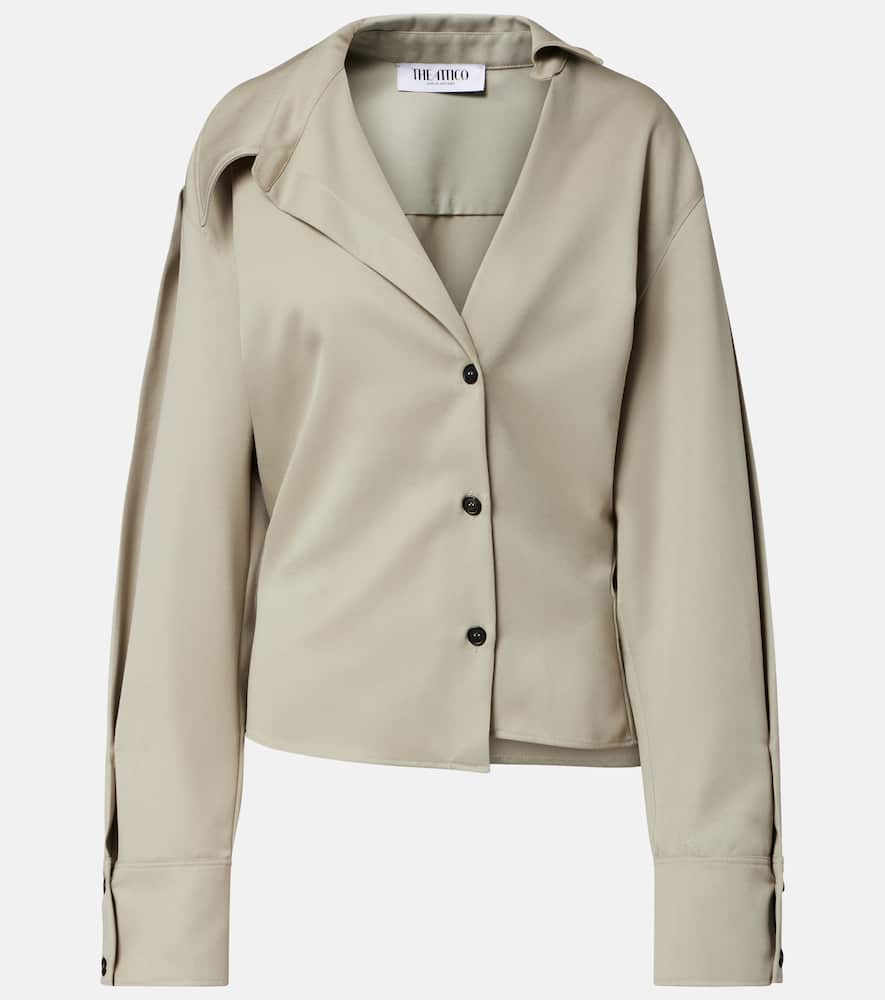 Attico Draped Wool Shirt In Gray