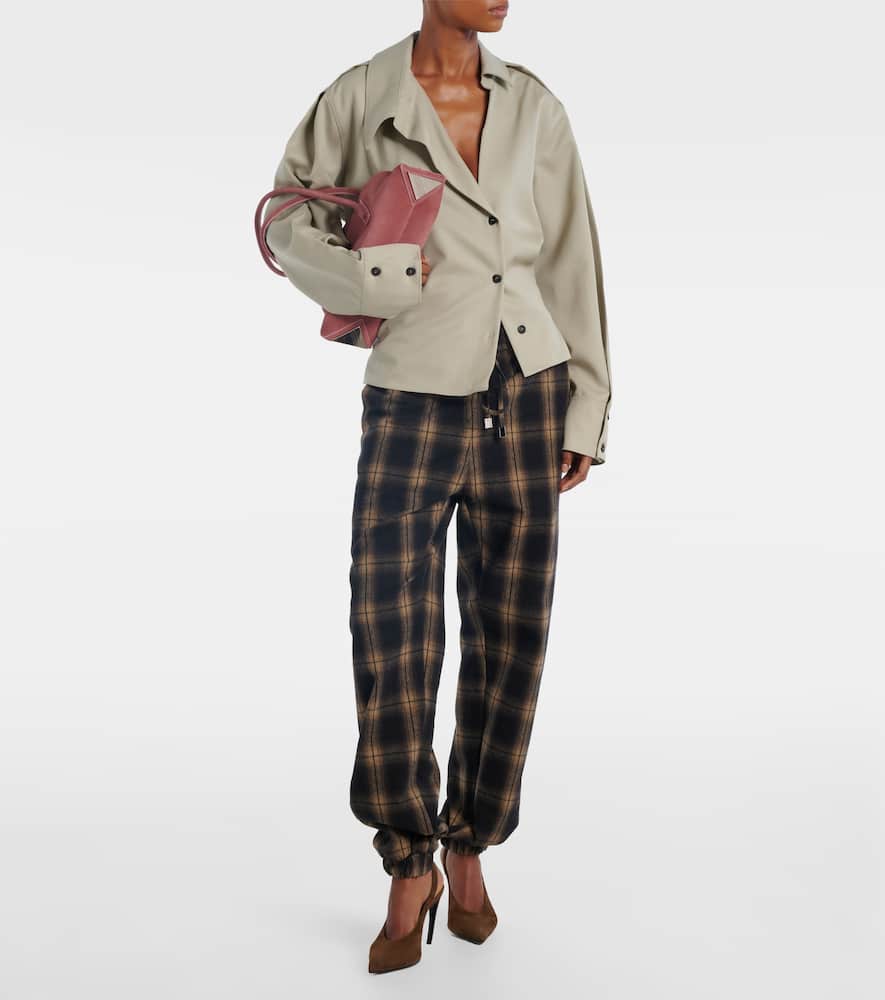 Attico Draped Wool Shirt In Gray