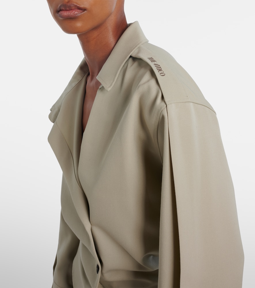 Attico Draped Wool Shirt In Gray