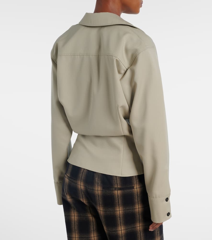 Attico Draped Wool Shirt In Gray