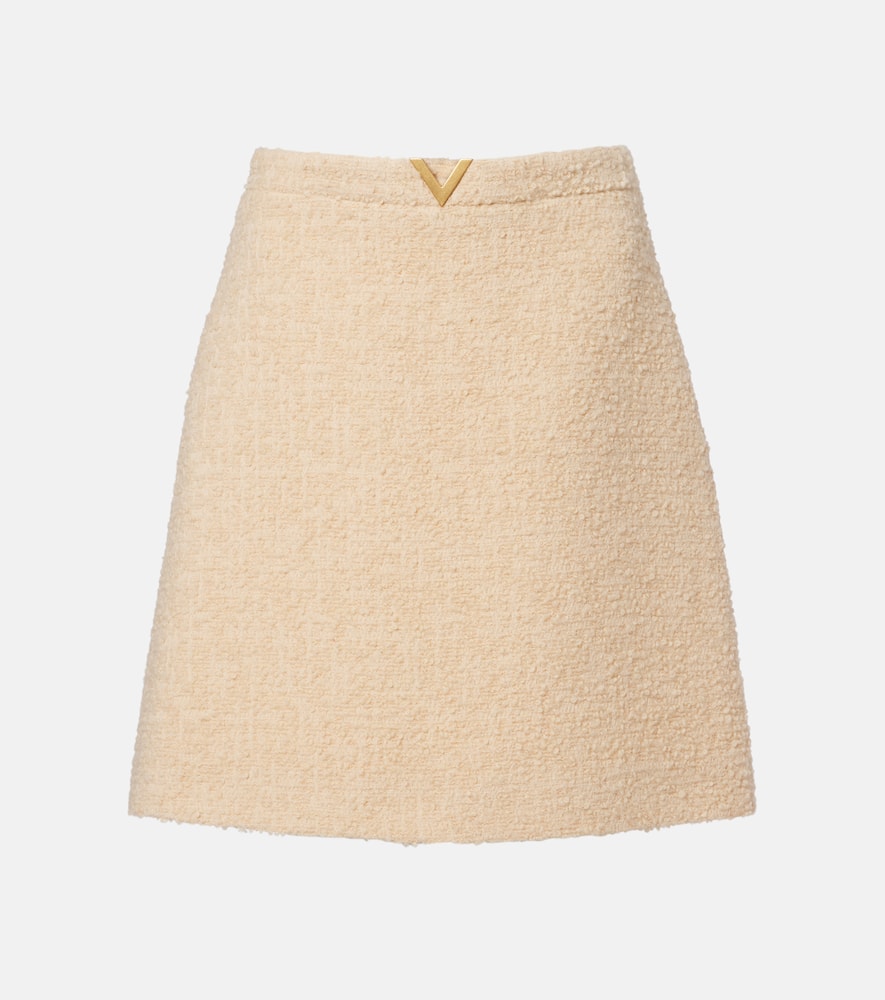 Valentino Vgold Wool-blend Tweed Miniskirt In Pink