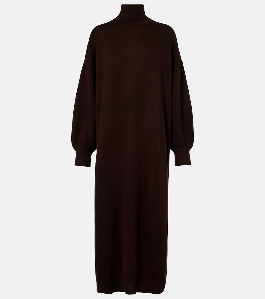Jardin Des Orangers Turtleneck Wool And Cashmere Sweater Dress In Brown