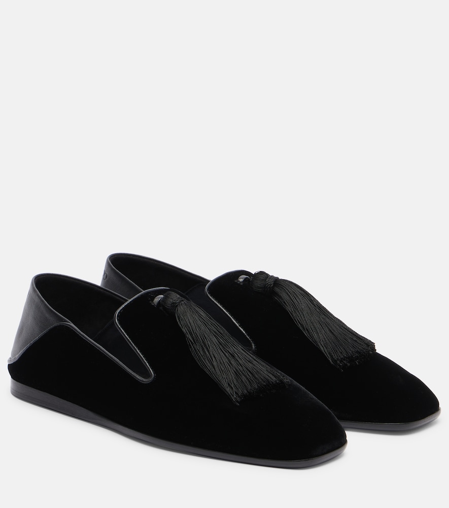 Jimmy Choo Eliot Slipper leather-trimmed velvet slip-on shoes