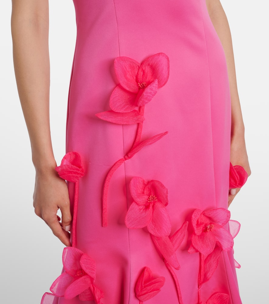 Rotate Birger Christensen Floral-appliqué Midi Dress In Pink