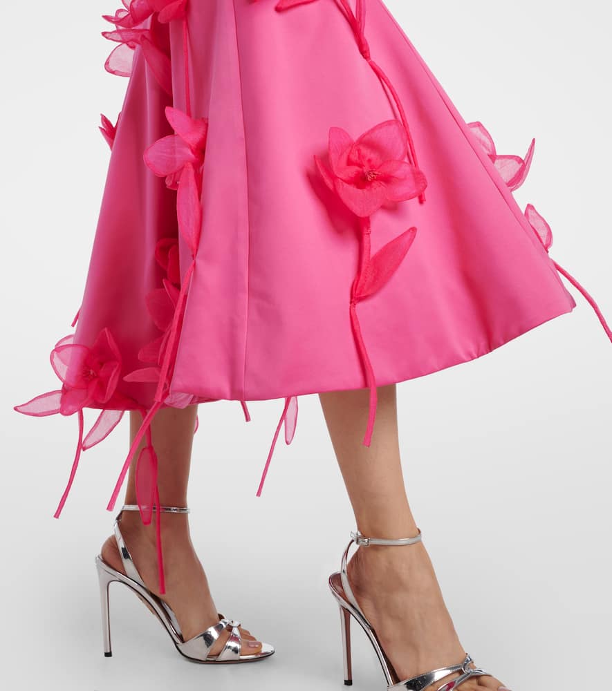 Rotate Birger Christensen Floral-appliqué Midi Dress In Pink