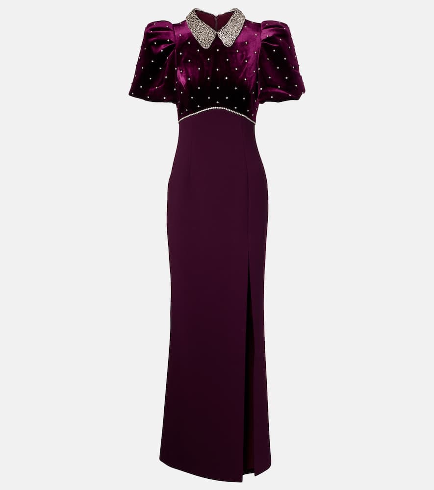 Rebecca Vallance Charles Embellished Velvet Gown In Purple