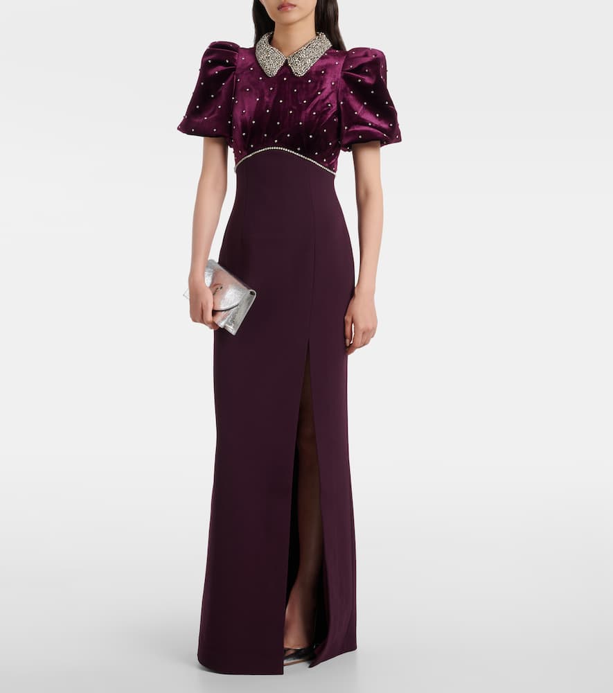 Rebecca Vallance Charles Embellished Velvet Gown In Purple