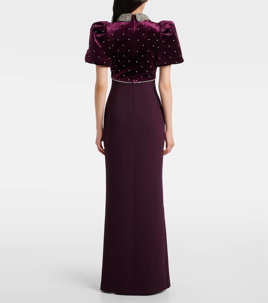 Rebecca Vallance Charles Embellished Velvet Gown In Purple