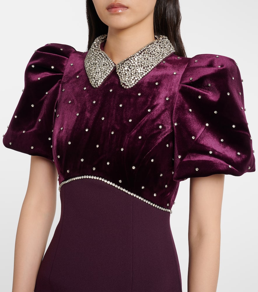 Rebecca Vallance Charles Embellished Velvet Gown In Purple