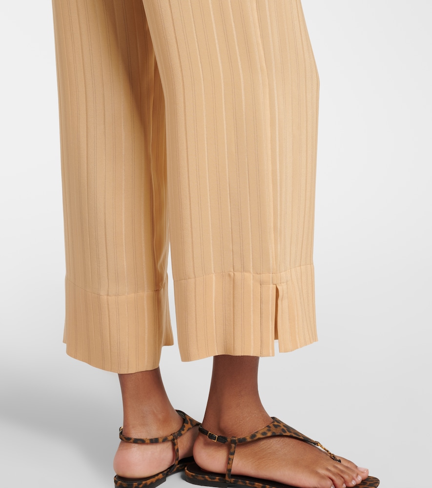  Saint Laurent Saint Laurent Striped Cropped Silk Straight Pants 