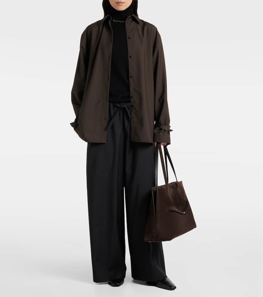 Totême Oversized Wool Shirt In Brown