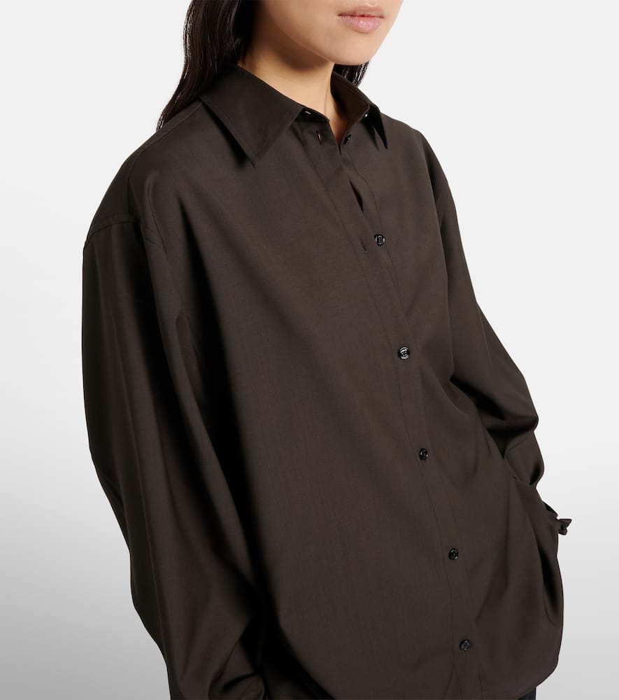 Totême Oversized Wool Shirt In Brown