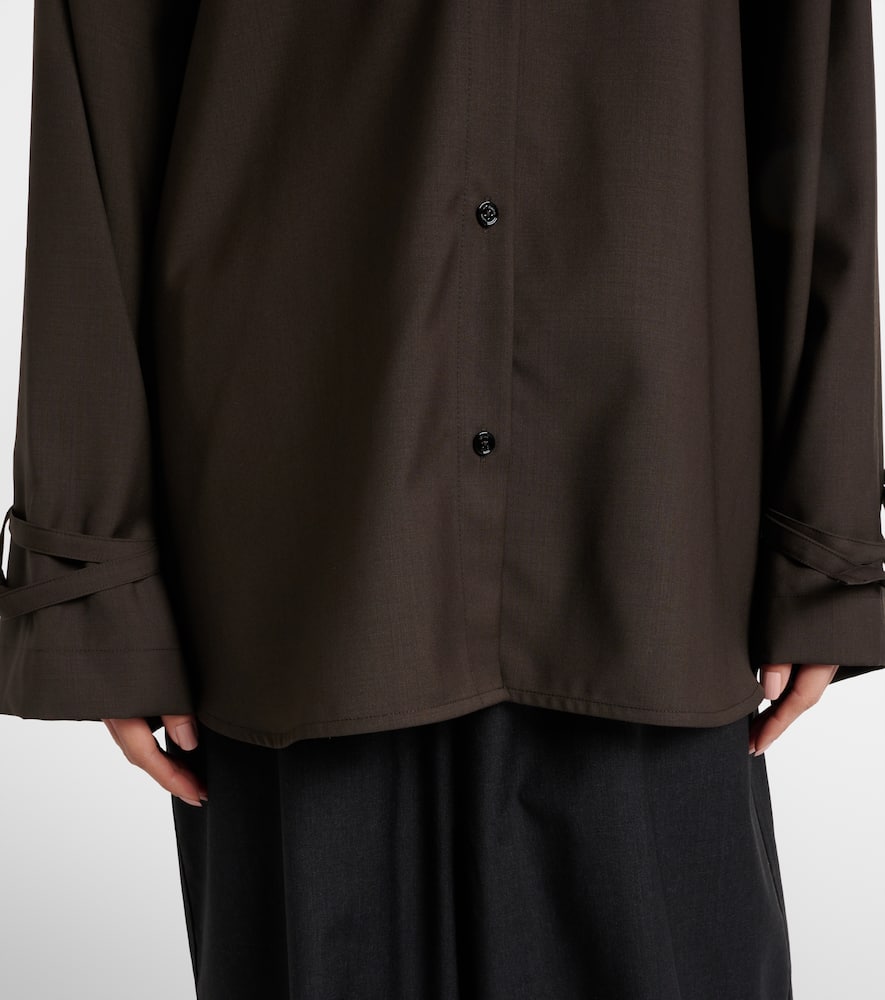 Totême Oversized Wool Shirt In Brown